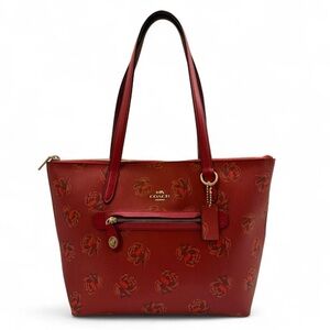 Hard To Find (HTF) COACH Taylor Floral Print Leather Tote Red Rose Coated Canvas